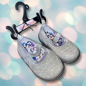 BRAND NEW Garanimals Baby Girl's Silver Glitter Ballet Flats Shoes Size 3